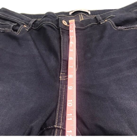 KanCan Dark Blue Distressed Fringe Hem Skinny Jeans - Picture 12 of 13